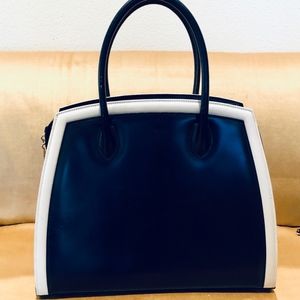 ESCADA Classic Vintage Leather Handle Navy Handbag